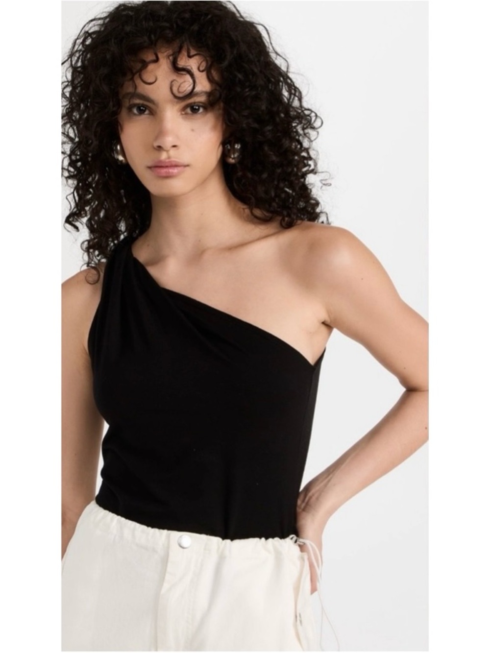 Reformation Siana Ribbed Knit One Shoulder Twist Top